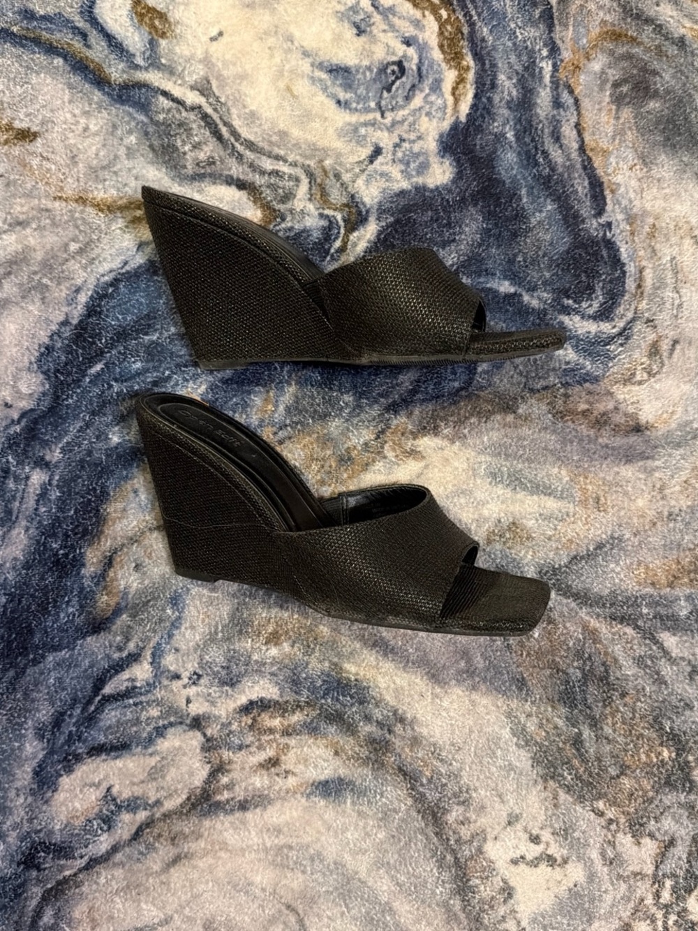Classic Black Wedge Slide Sandals for Women